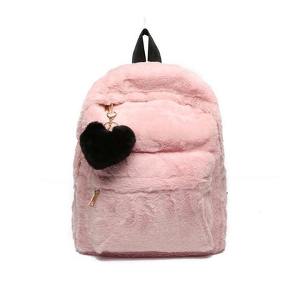 Velvet Love Heart Pattern Zipper Backpack