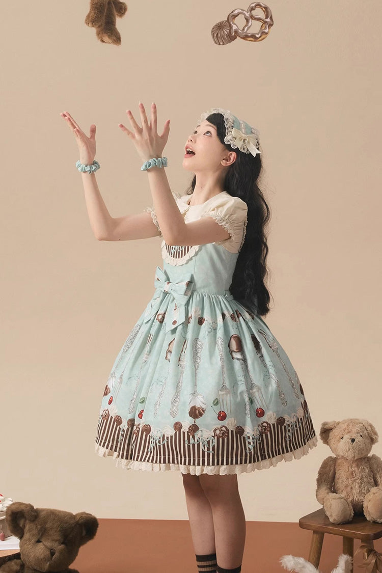 Sleeveless Bowknot Print Plus Size Sweet Lolita JSK