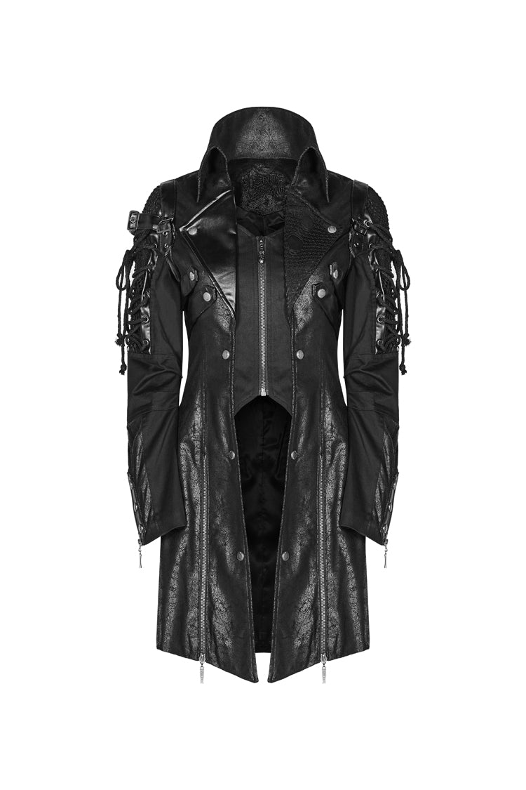 Men's Steampunk Windbreaker with Metal Buckle Trim
