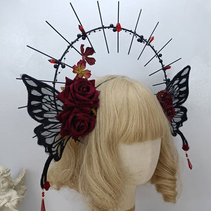 Punk Virgin Halo Rose Moth Butterfly Hair Accessory