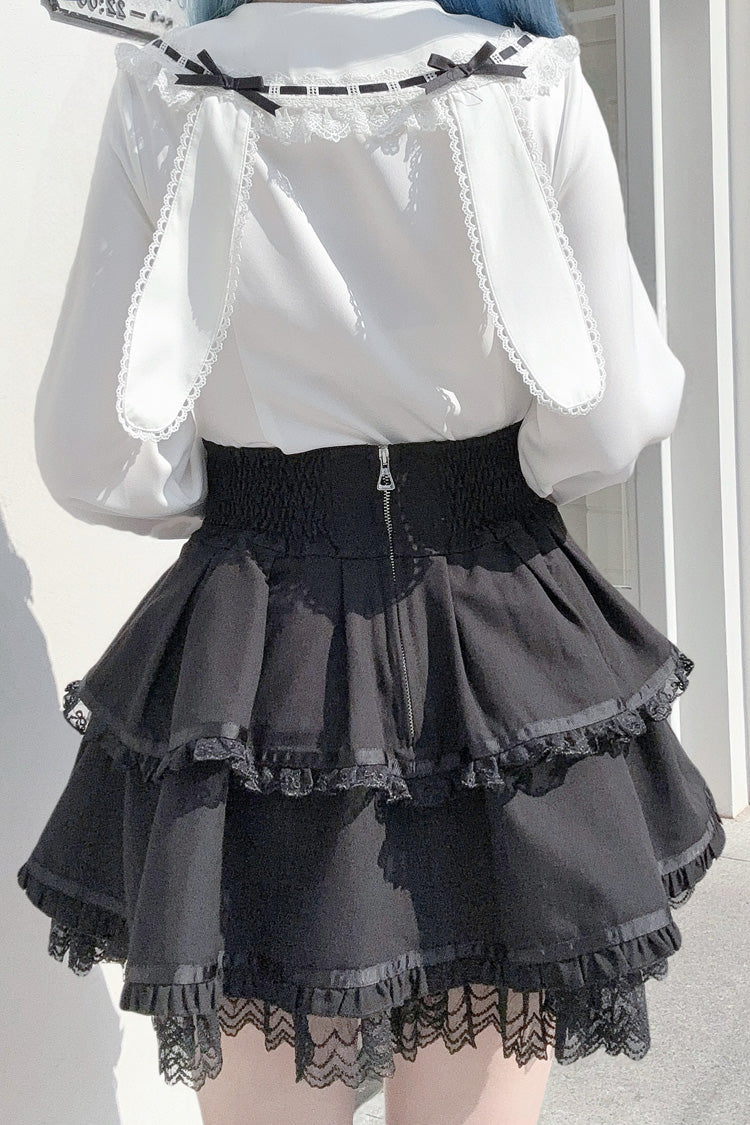 Rabbit Ear Long Sleeve Bow Lace Sweet Jirai Kei Blouse