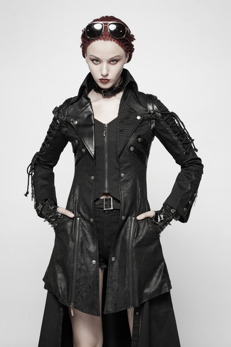 Steampunk Windbreaker with Metal Buckle and Zipper