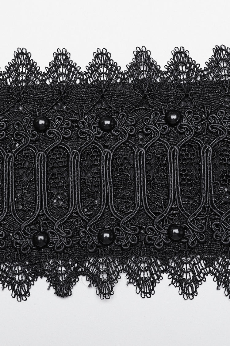 Gothic Underbust Corset with Beaded Lace & Lace-Up Back