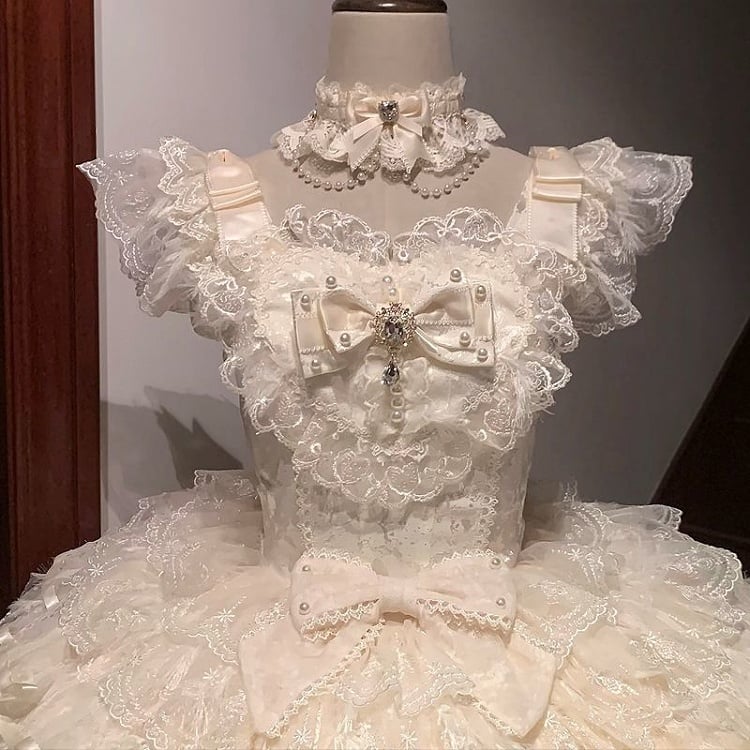 Choker White / Apricot Black