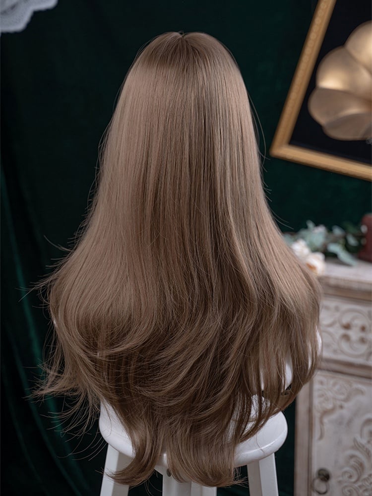 72CM Wig With Bangs Length Brown Air Wavy Light