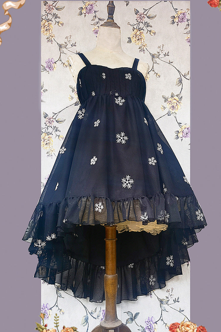 Feather Snowflake Embroidery Sleeveless Ruffle Bow Sweet Lolita JSK in Three Shades