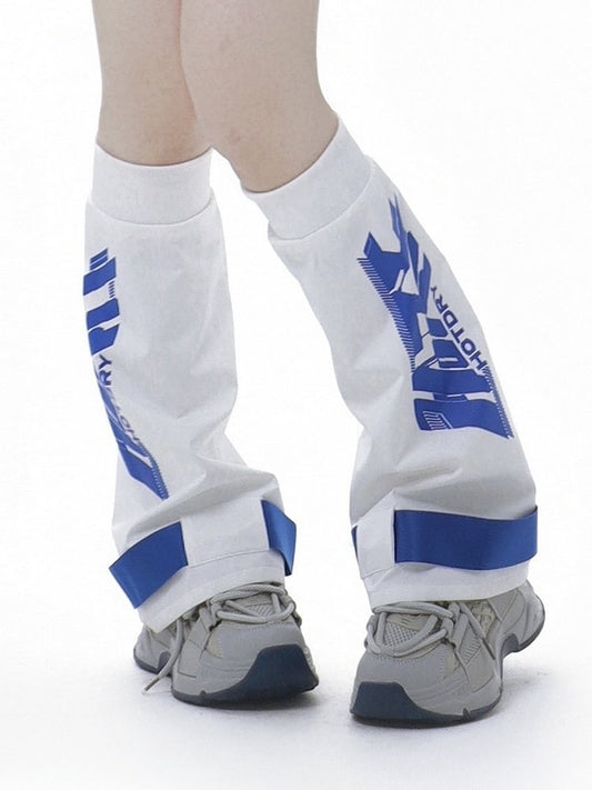 Blue and White Jirai Kei Letters Leg Warmers