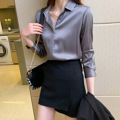 Elegant Satin Shirt Workwear