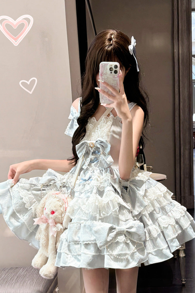 Sweetheart Doll Multi-Layer Ruffle Bow Lace Princess Gorgeous Lolita Jumper Gown