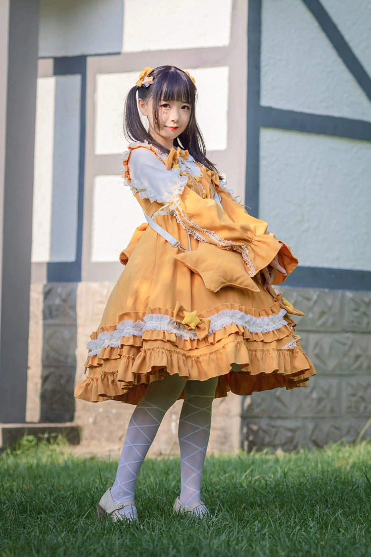 Multi-Color Sweet Lolita Long Sleeve Ruffle Embroidery Bowknot Dress 3 Colors