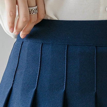 Casual High Waist Pleated Skirt