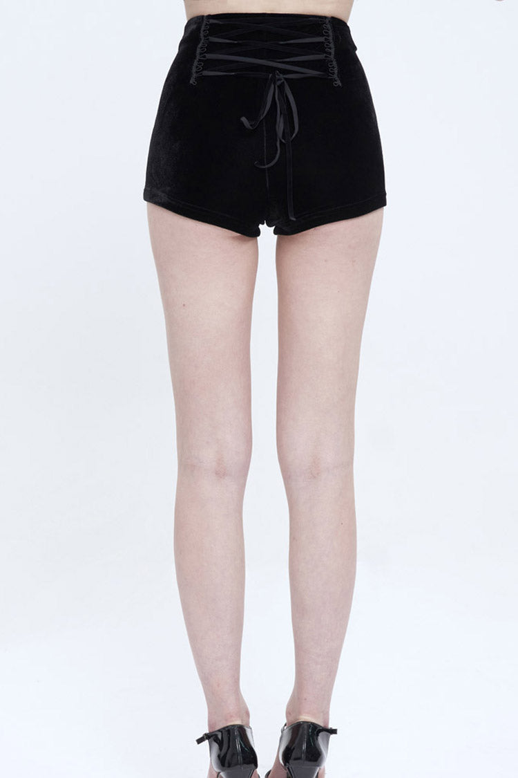 Punk Shorts with Suede Finish, Metal Zipper & Chain Accents for Women