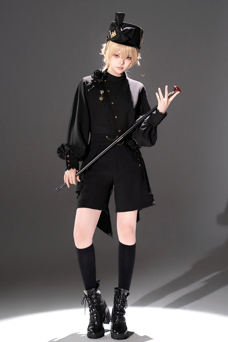 Noir Round Collar Long Sleeve Asymmetric Vintage Knight Prince Set - Will of the Rose