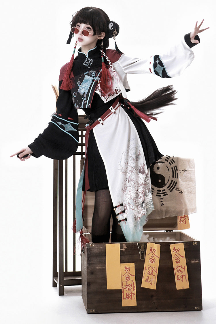 Walking With Demon Asymmetric Gothic Chinese Ouji Skirt