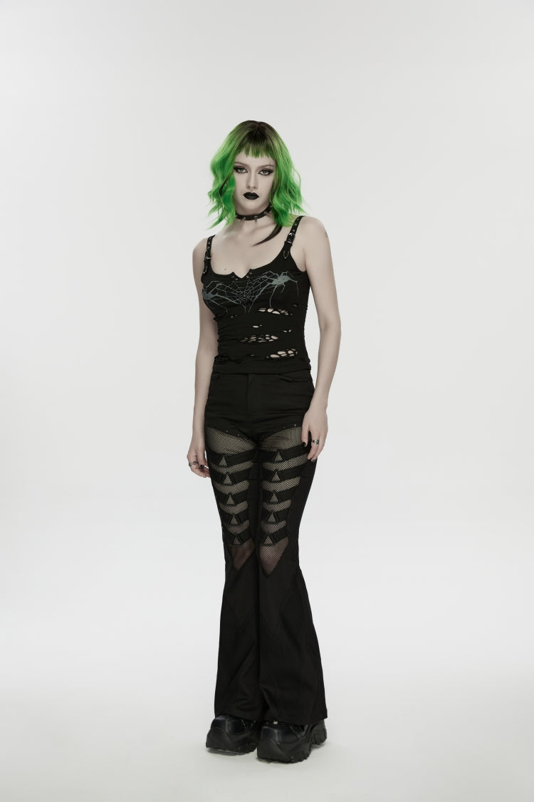 Noir Punk Bottoms with Slim Fit and Eyelet Trim