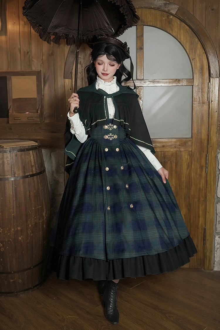 Berlin's Letter Double-Layered Plaid Ruffle Bowknot College Strap Dress