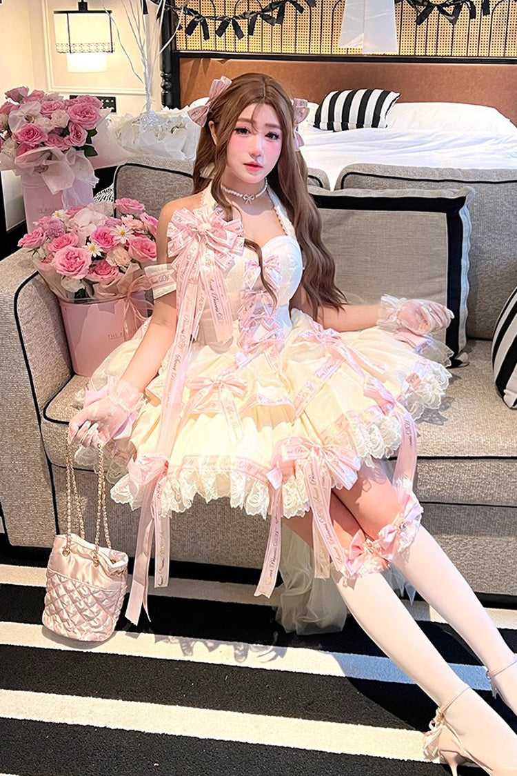 Young Lady Halterneck Lolita Dress with Layered Ruffles & Bow
