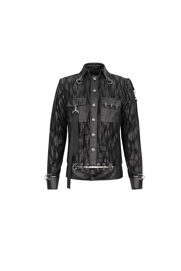 Raven Ring Perforated Lapel Buttoned Punk Jacket for Men