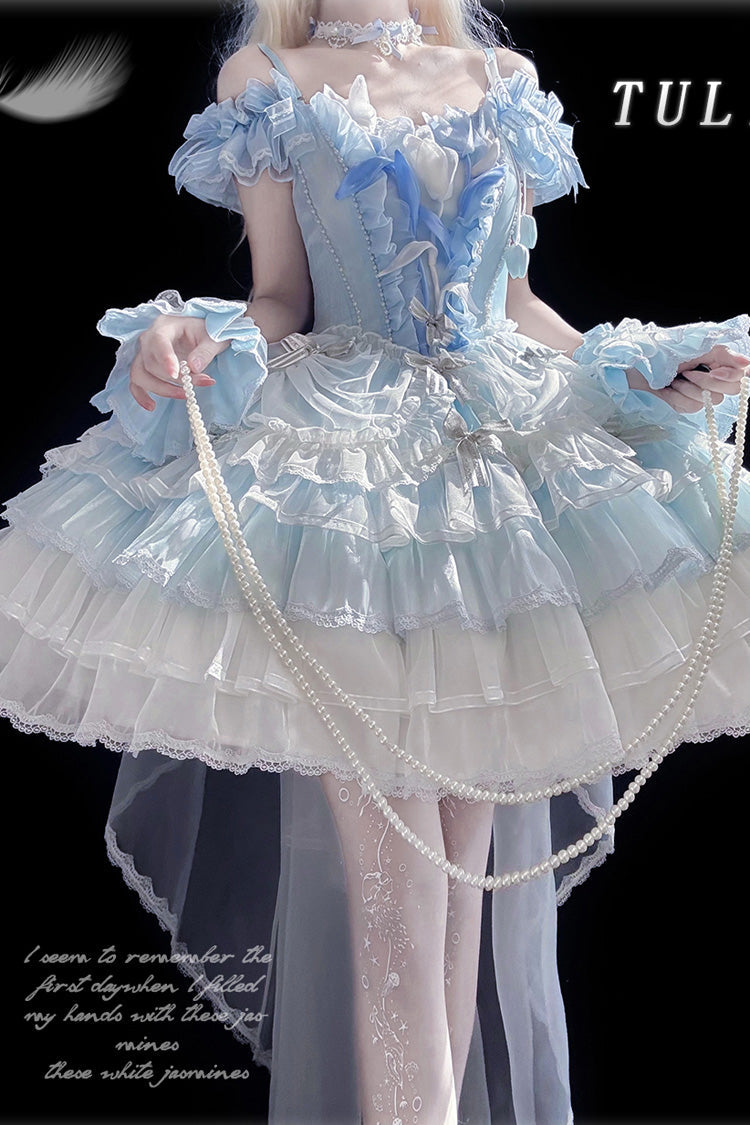 Tulip Wind Chime Multi-Layer Ruffle Bow Lace Gorgeous Lolita Jumper Dress