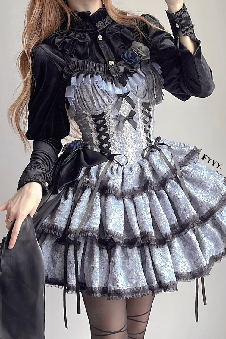 Black Blue Medea Kiss Gothic JSK Tiered Gown