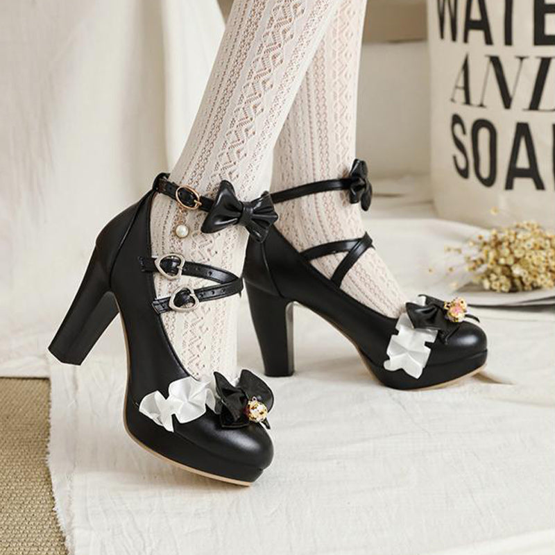 Sweet Lace Bow Lolita Mary Janes Shoes