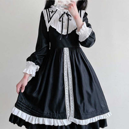 Elegant Lace Up Lolita Dark Maid Dress