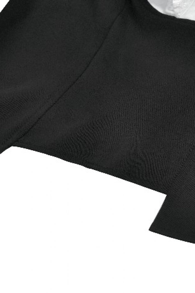 Monochrome Gothic Royal Blouse with Lace Ruffles and Stand Collar