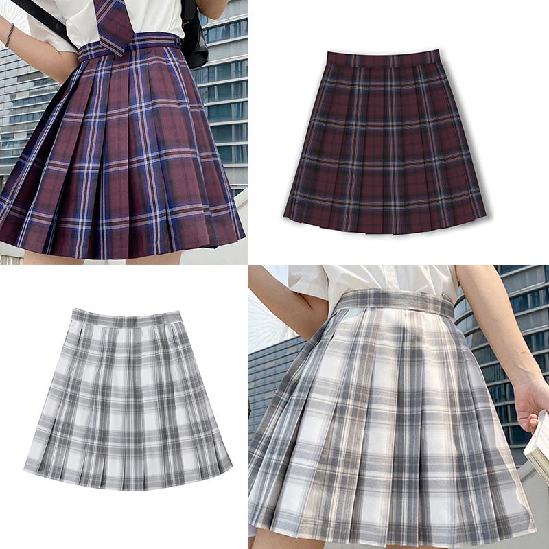 Plaid Print Pleated Skirt Bow Tie Set