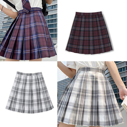 Plaid Print Pleated Skirt Bow Tie Set