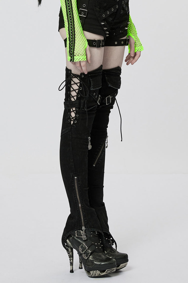 Steampunk Ghost Claw Zipper Slim Irregular Leg Warmers