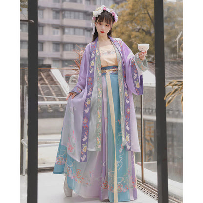 Vintage Cartoon Bunny Floral Embroidery Hanfu Set