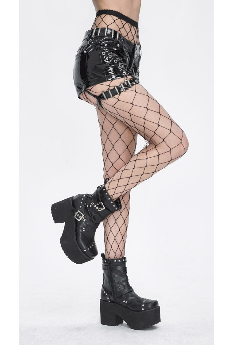 Slim Fit Steampunk Shorts in Black - Women's Vintage Style