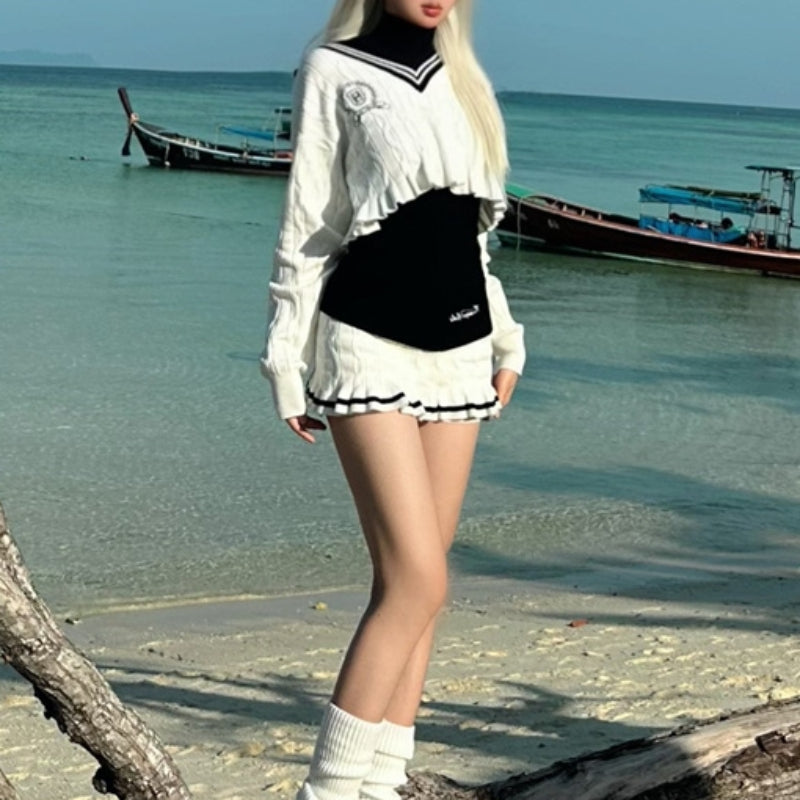 Black and White Top Skirt Set - Heartzcore MK Kawaii Store