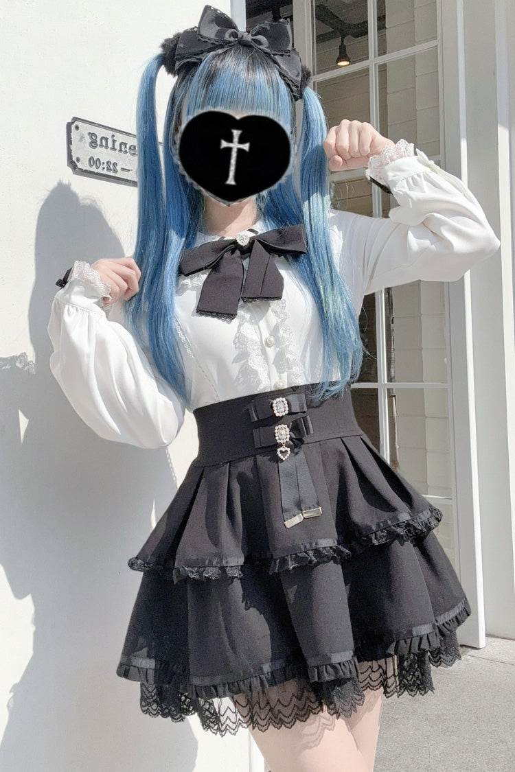 Rabbit Ear Long Sleeve Bow Lace Sweet Jirai Kei Blouse