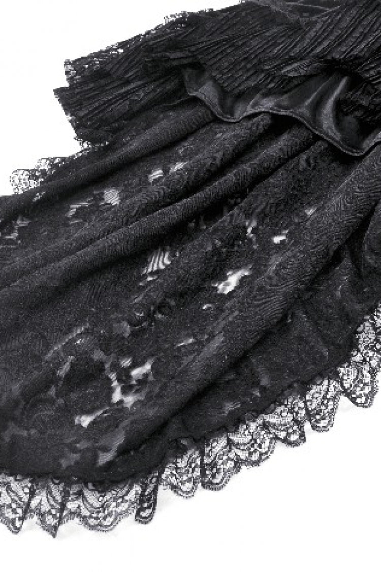 Noir Gothic Velvet Gown with Lace-Up and Square Neckline