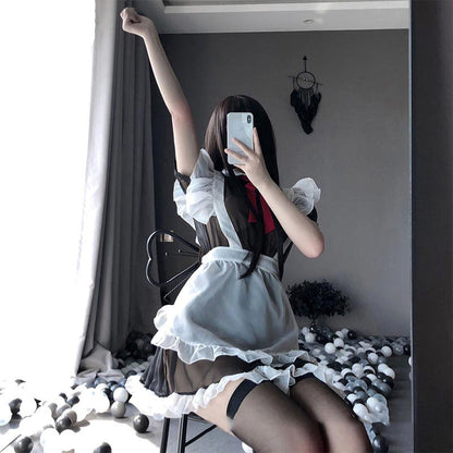 Kawaii Sexy Maid Apron Stockings Lingerie Dress