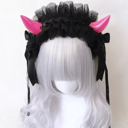 Dark Demon Horn Lace Hair Accessory