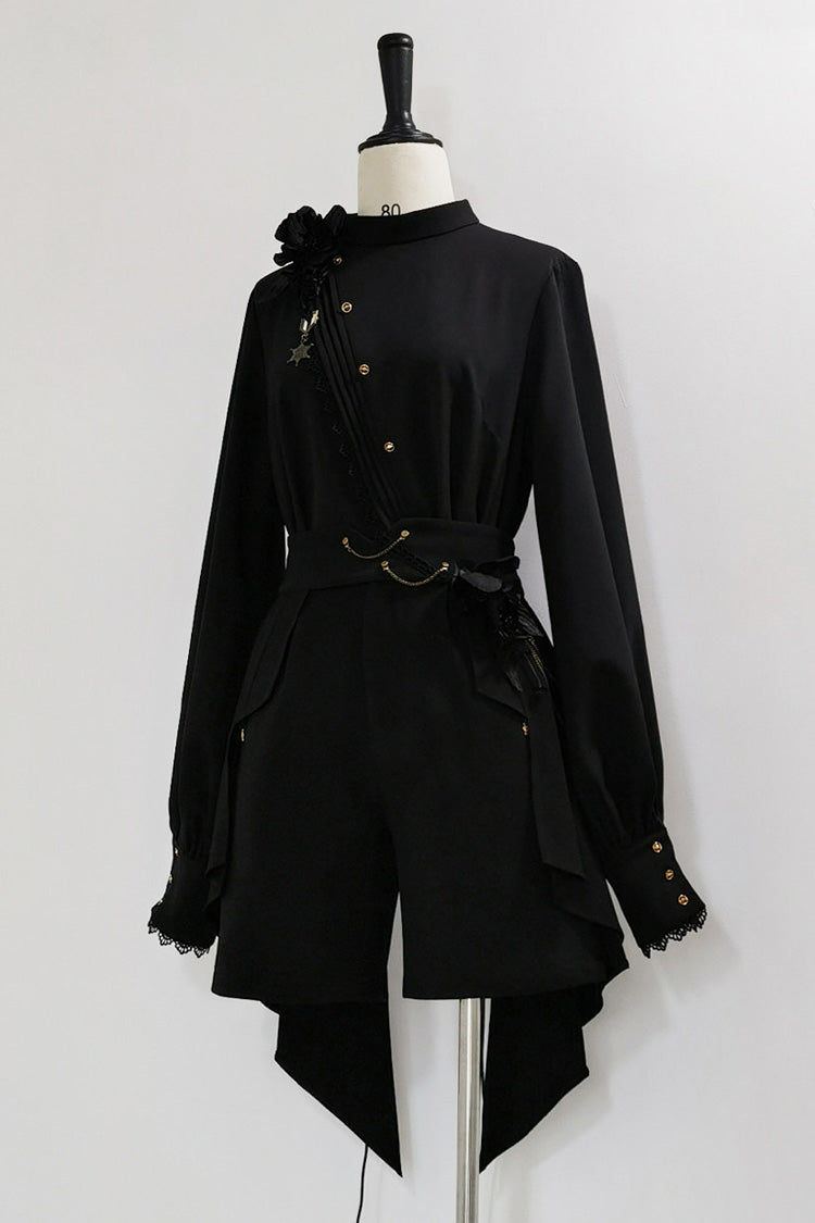 Noir Round Collar Long Sleeve Asymmetric Vintage Knight Prince Set - Will of the Rose