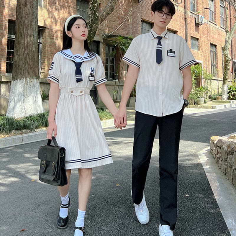 Couple JK Uniform Sailor Collar Dress T-Shirt Pants