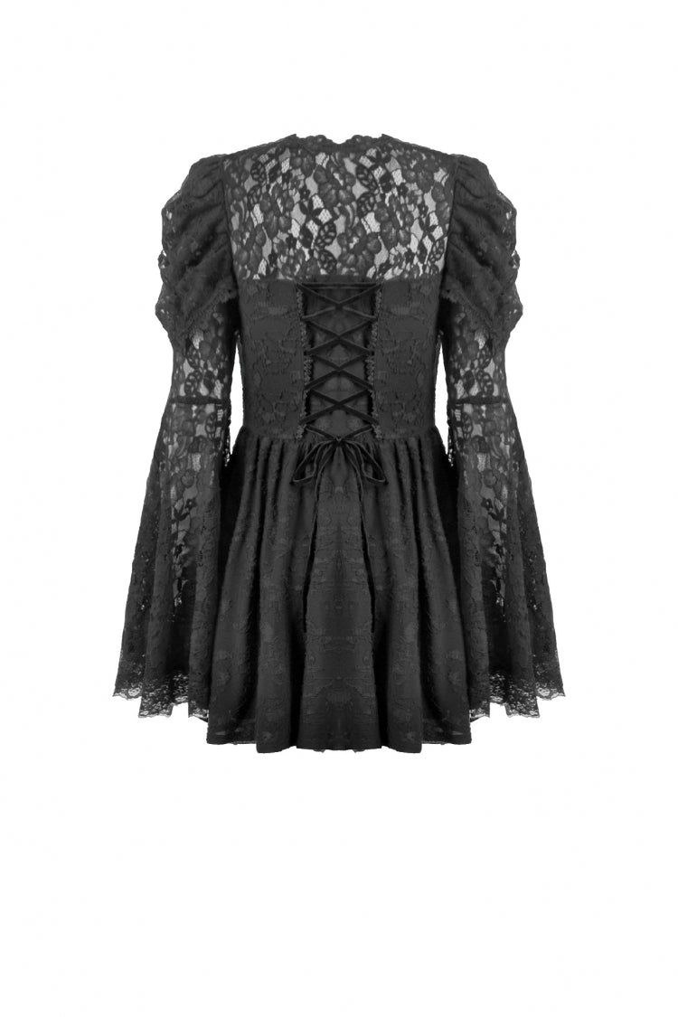 Graduation Gothic Dress with Jacquard Lace and Lace-Up
