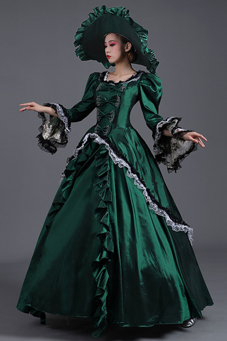 Bowknot Victorian Dress with Trumpet Sleeves - High Waisted Court