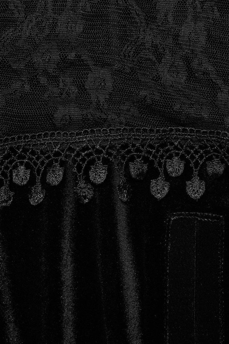 Gothic Cloak with Stand Collar, Lace Stitching and Nail Decorations