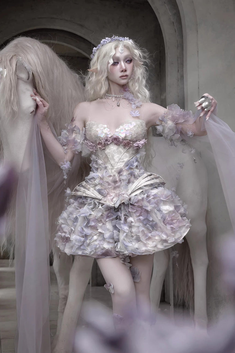 Airy 3D Floral Pleated Skirt with Built-in Shorts