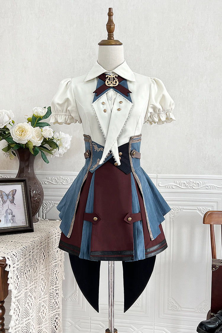 Fairy Town Train Conductor British Academic Embroidered Punk Lolita Skirt Set