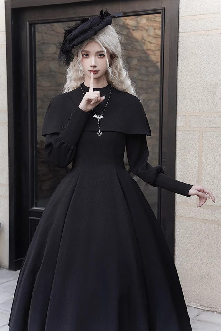 Noir Long Sleeve Slim Gothic Elegant Dress - Thirteenth Evening
