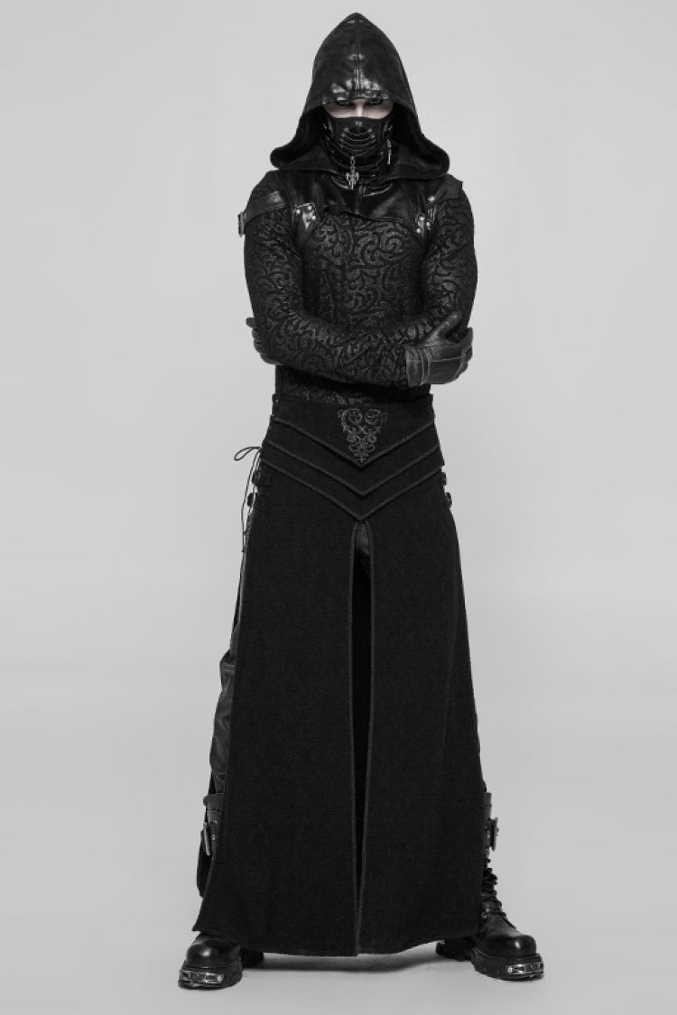 Hooded Steampunk Cape with Lace-Up and Metal Buckle
