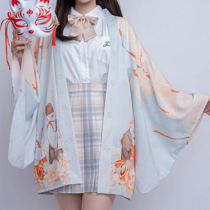 Cartoon Bunny Loose Cardigan Kimono Outerwear