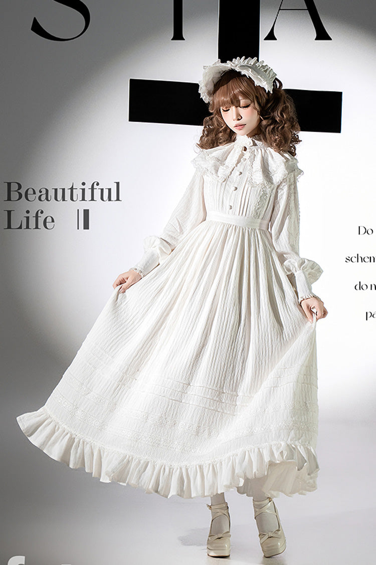 Long Sleeves Jacquard Ruffle Embroidery Bowknot Gothic Lolita Dress
