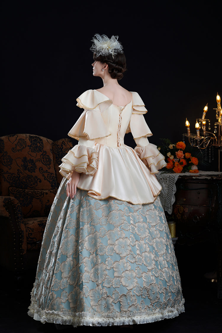 Half Trumpet Sleeve Ruffled Embroidery Cardigan Lace Victorian Dress