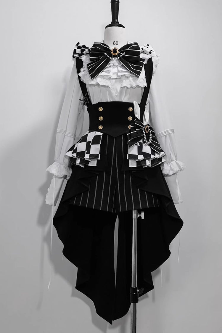 Monochrome Checkerboard Ouji Lolita Girdle with Rabbit Motif